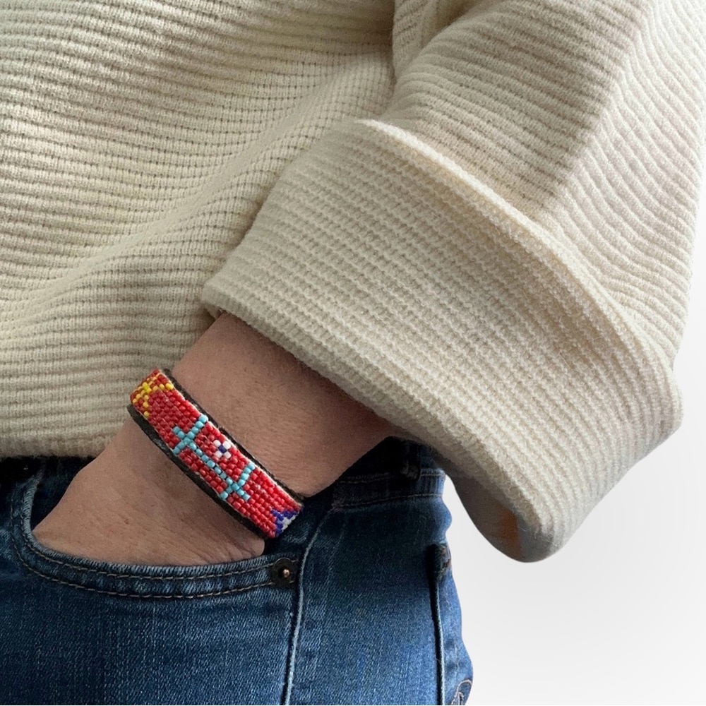 Indian Bead & Leather Bracelet